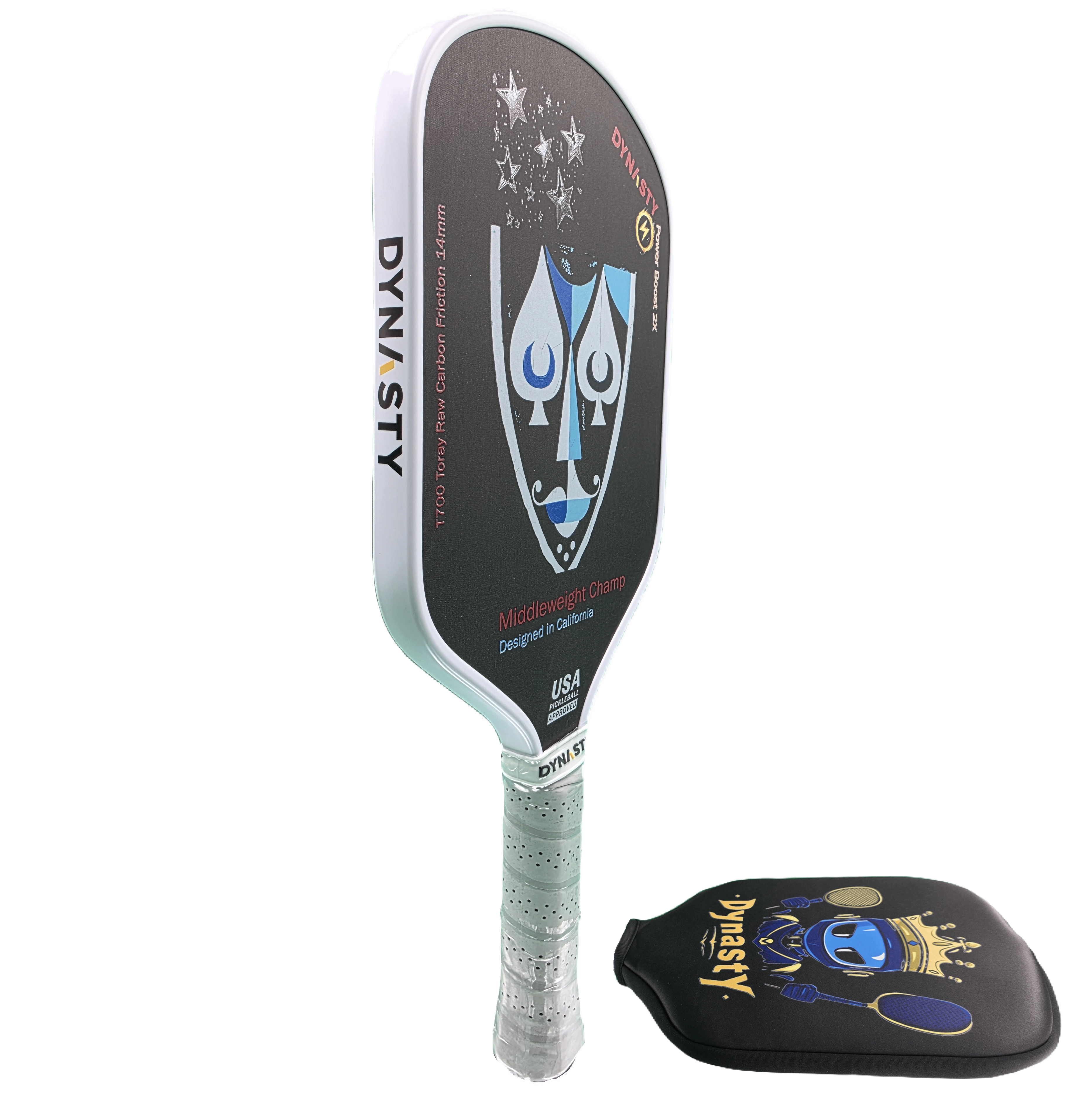 Dynasty Middleweight T700 Raw Carbon Fiber Power Boost 2x 14m Pickleball Paddle