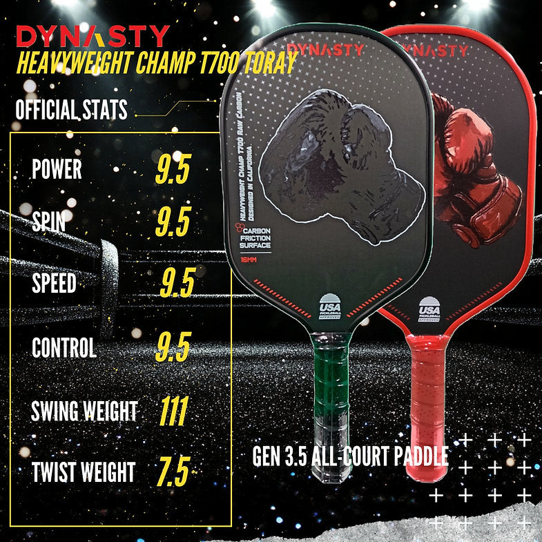 Dynasty Heavyweight T700 Raw Carbon Fiber 16mm Pickleball Paddle [All-Court]