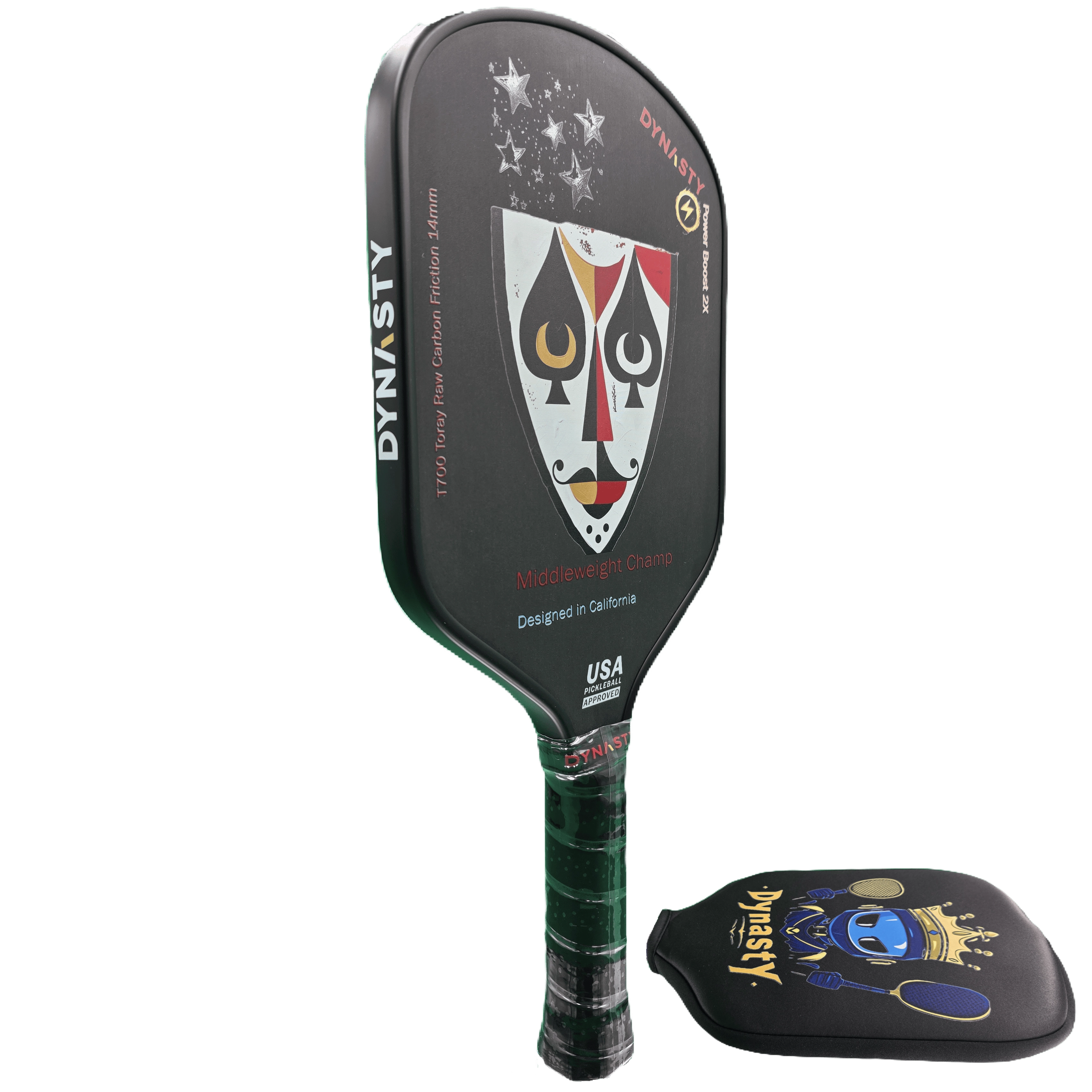 Dynasty Middleweight T700 Raw Carbon Fiber Power Boost 2x 14m Pickleball Paddle