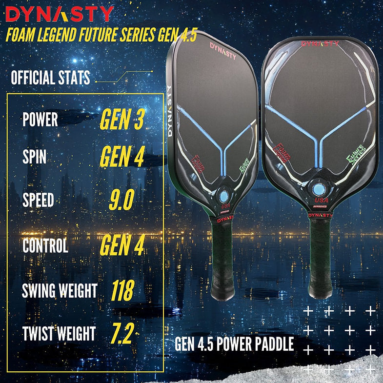 Dynasty 100% Foam Legend Future Series Gen 4.5 4-Layer 16mm Pickleball Paddle - Shadow Edition