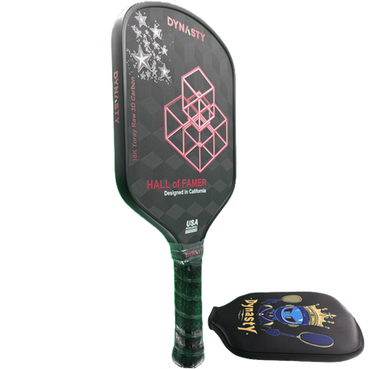 Dynasty Hall of Famer 18K Raw 3D Carbon Fiber 14mm Pickleball Paddle v2 - Black Midnight v2