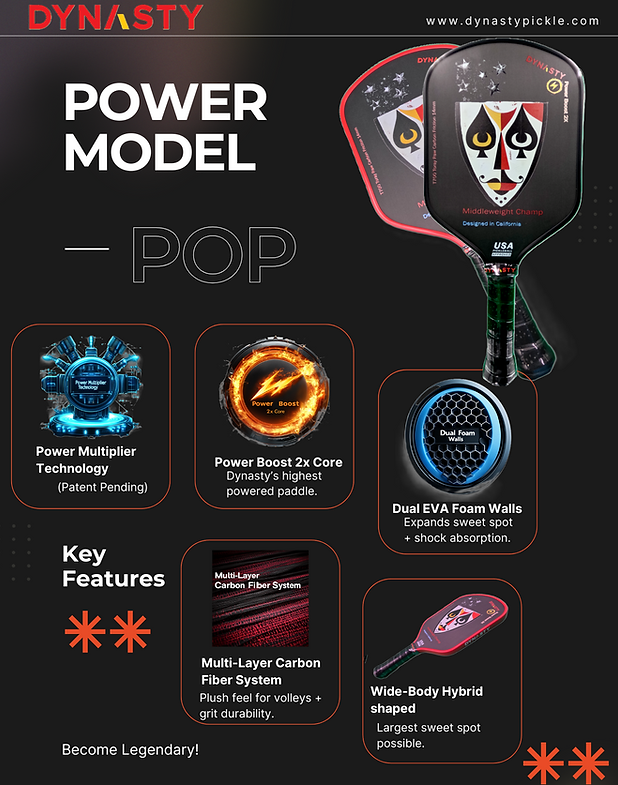 Dynasty Middleweight T700 Raw Carbon Fiber Power Boost 2x 14m Pickleball Paddle