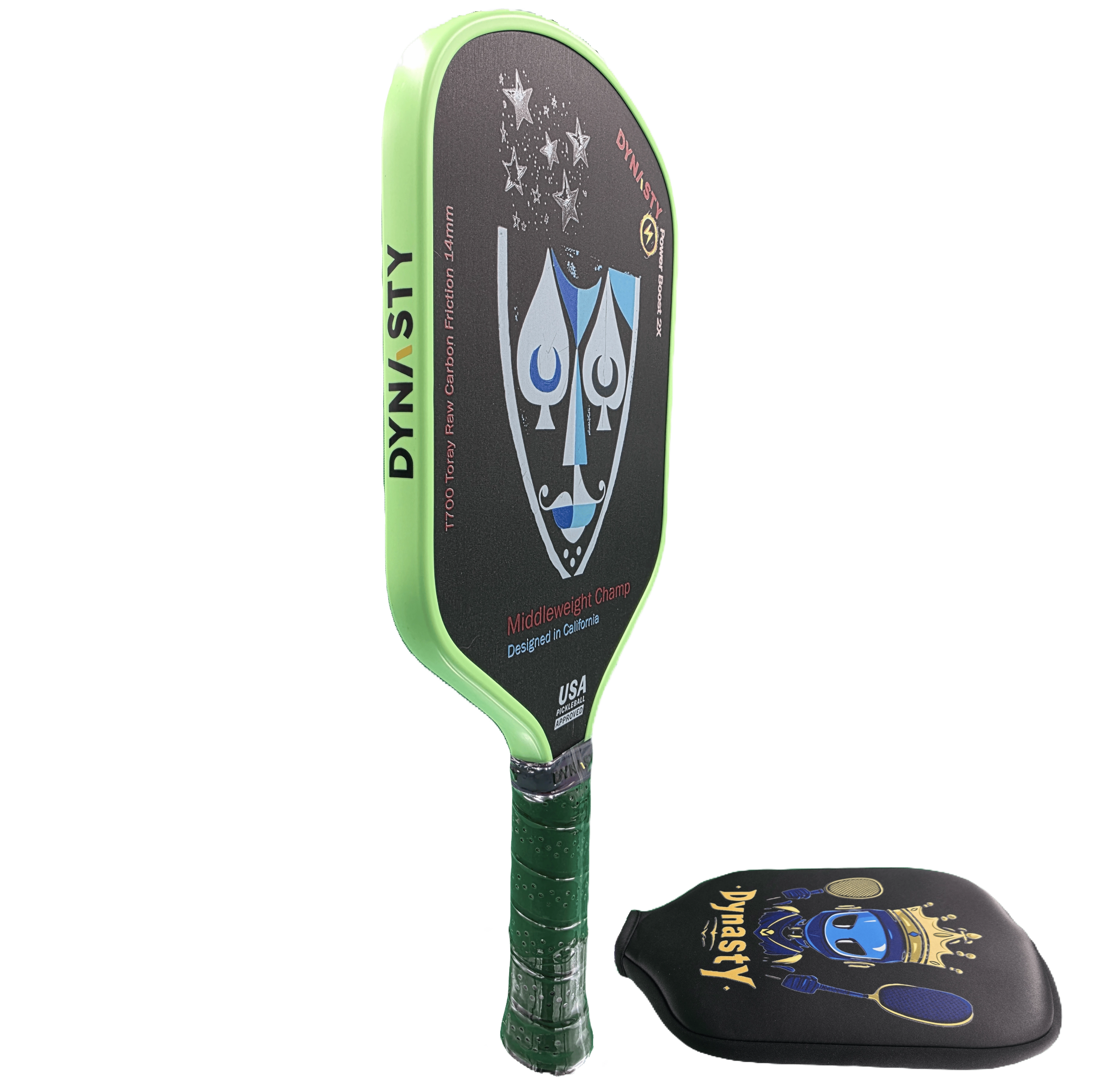 Dynasty Middleweight T700 Raw Carbon Fiber Power Boost 2x 14m Pickleball Paddle