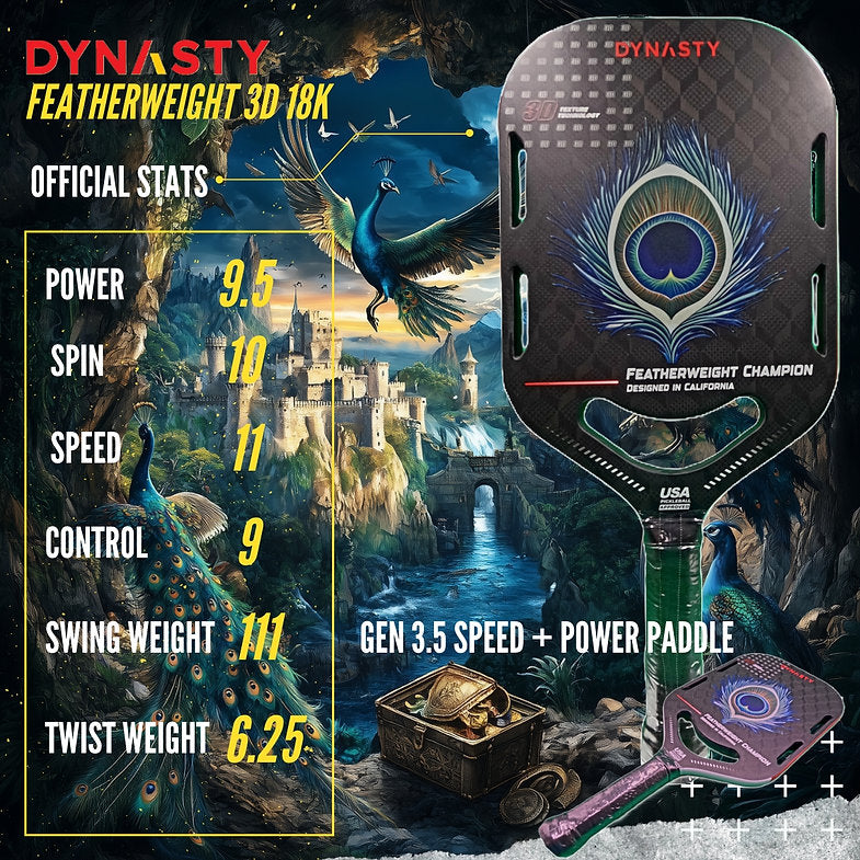Dynasty Featherweight Triple Layer 3D 18K Carbon Fiber 16mm Pickleball Paddle v4