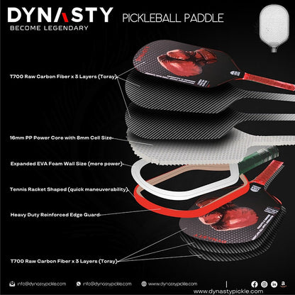 Dynasty Heavyweight T700 Raw Carbon Fiber 16mm Pickleball Paddle [All-Court]