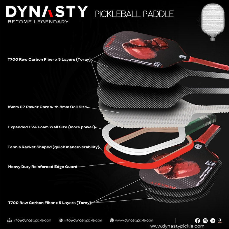 Dynasty Heavyweight T700 Raw Carbon Fiber 16mm Pickleball Paddle [All-Court]