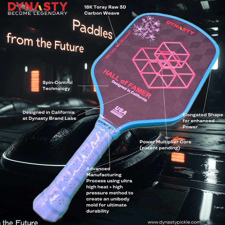 Dynasty Hall of Famer 18K Raw 3D Carbon Fiber 14mm Pickleball Paddle - Crimson Red