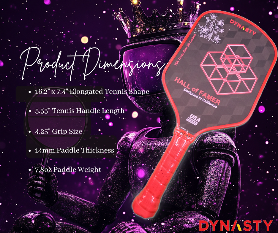 Dynasty Hall of Famer 18K Raw 3D Carbon Fiber 14mm Pickleball Paddle - Crimson Red